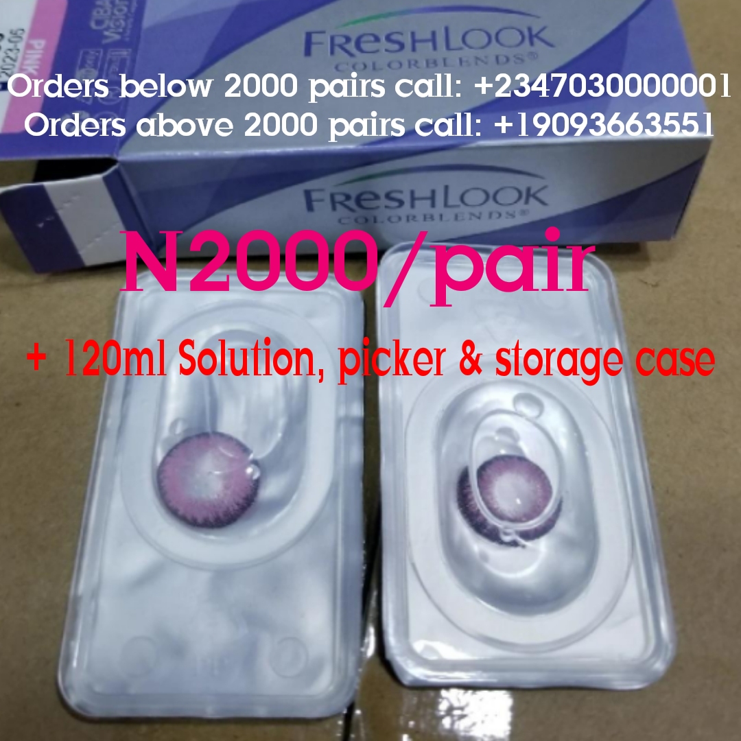 Buy freshlook contact lenses at N2000/pair with 120ml solution, storage case and picker within in Ajuwon Giwa Okearo Alagbole Akute